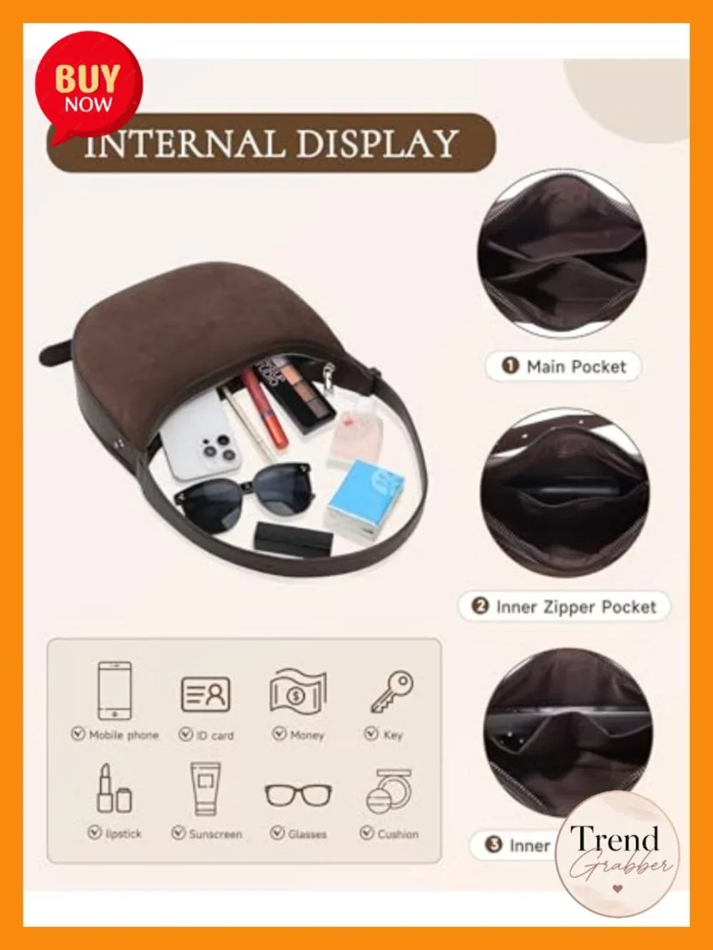 Suede Crossbody Bag Crescent Hobo Tote with Adjustable Strap for Women